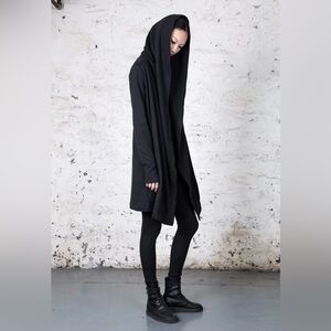 Ovate Long Hooded Cardigan - Black